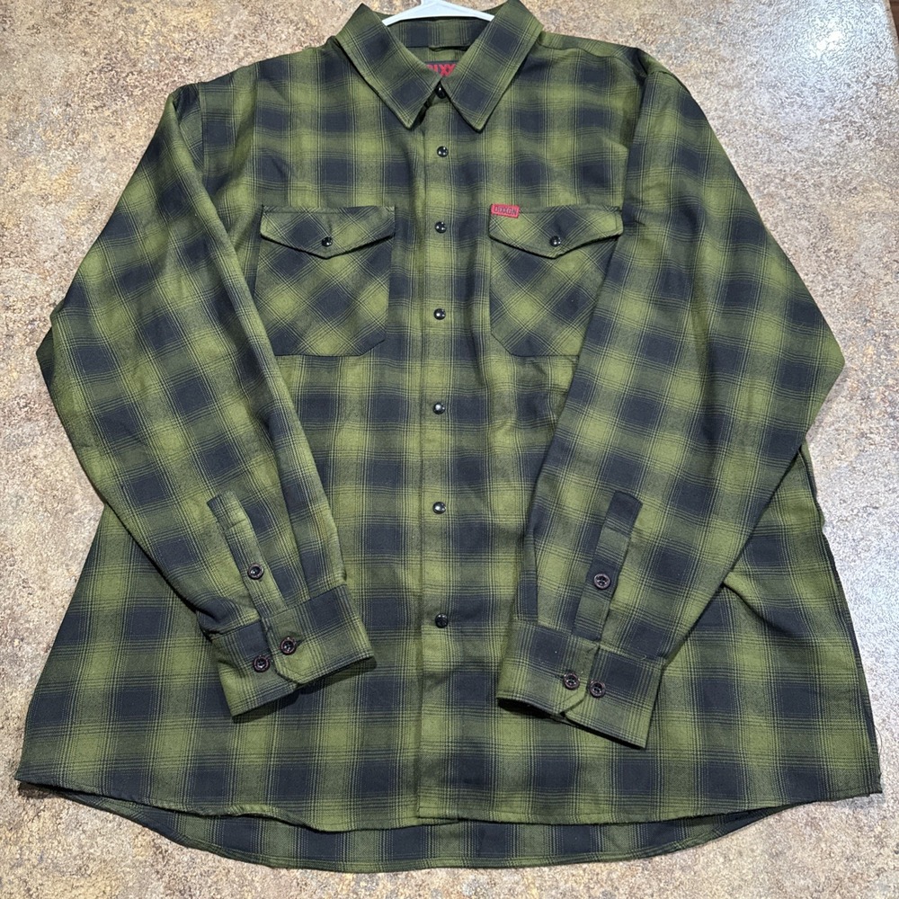 Dixxon Flannel Company 3xl Lone Wolf Plaid Long Sleeve Pearl Snap Green